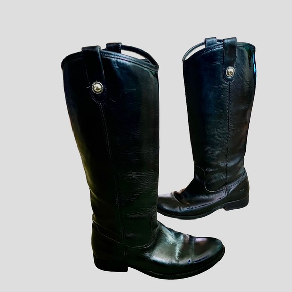 SALE Frye Melissa Button Leather Riding Boot Black Women Sz 6.5 - Picture 2 of 16